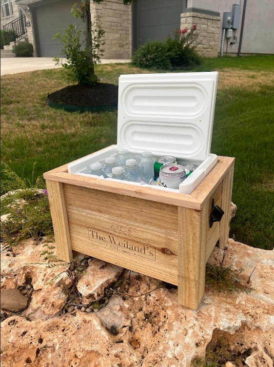 Personalized Cooler for Dad, Fathers Day Gift, Mens Gift, Wooden Cooler, Backyard Decor, Custom Cooler, Backyard Patio Furniture