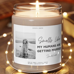 Vela personalizada para casarse con perros, regalo de boda para mamá y papá, regalo de compromiso con foto de mascota personalizada, regalo de "Ella dijo que sí"