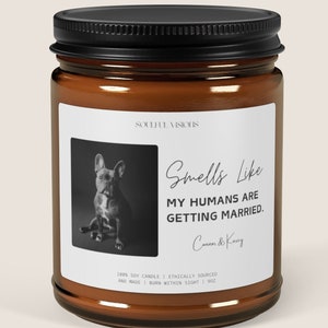 Personalized Dog Parents Getting Married Candle, Dog Mom And Dad Bridal Gift, Custom Pet Photo Engagement Gift, She Said Yes Present