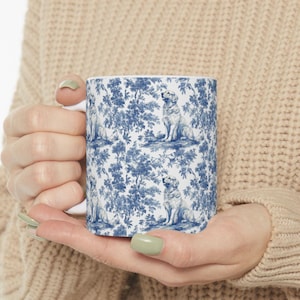 Golden Retriever French Blue Toile de Jouy Mug, Golden Retriever, Golden Retriever ceramic mug, Retriever Mugs,  Golden Retriever Lover Gift