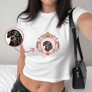 Custom Vintage Pet Photo Shirt, dog coquette shirt, 90s baby tee, y2k, y2k baby tee, y2k baby tee funny, dog baby tee, Custom Dog Shirt