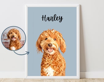Custom Digital Pet Portraits Using Pet Photo Personalized Digital Dog ...