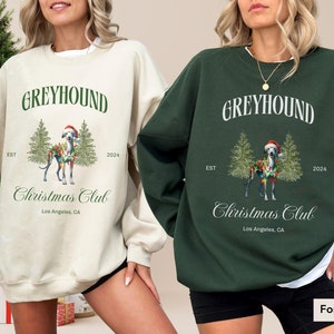Custom Greyhound Christmas Club Sweatshirt, Greyhound, Greyhound gift, Christmas Dog Sweatshirt, Greyhound mom, Greyhound Christmas