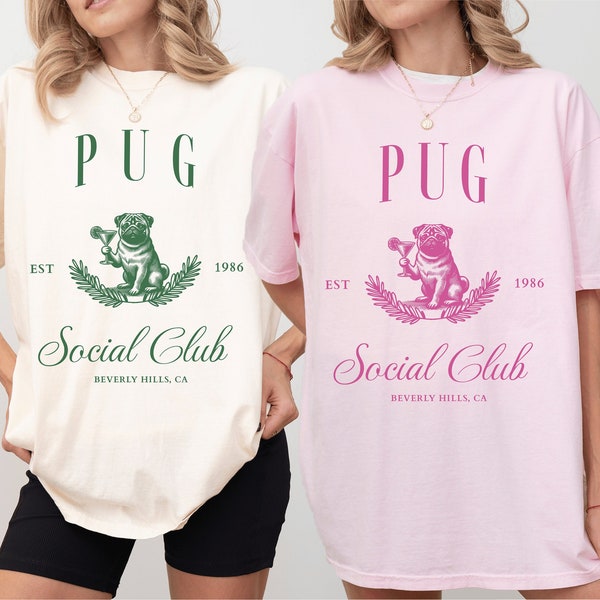 Pug Martini Social Club Shirt, Pug, Pug dog, Pug shirt, Pug mom, Pug gift, Pug t shirt, Pug lover, Pug owner, Dog mom shirt, Dog mom gift