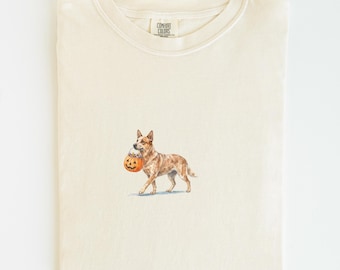 Australian Cattle Red Halloween T-shirt, Spooky Dog Shirt, Australian Cattle Fall tee, Dog Mom Spooky Season Apparel, Heeler Fall
