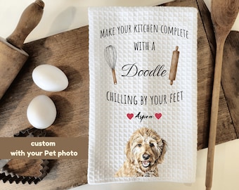Custom Goldendoodle Kitchen Towel, custom kitchen towel, Goldendoodle gift, Golden doodle mom, dog kitchen towel, Doodle dog, Golden doodle