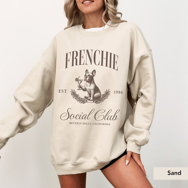 Franse Bulldog Martini Social Club Sweatshirt, Franse Bulldog Sweatshirt, Frenchie moeder, Franse Bulldog, Franse Bulldog cadeau, Frenchie