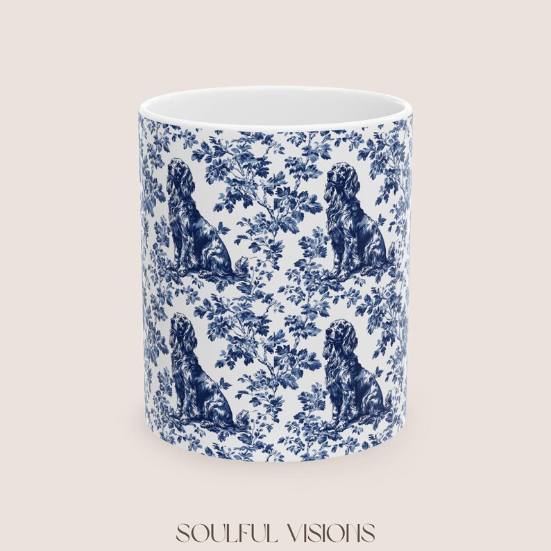 Gordon Setter French Blue Toile de Jouy Mug, Gordon Setter Mug , Gordon Setter, Gordon Setter mom, Gordon Setter lover Gifts image 2