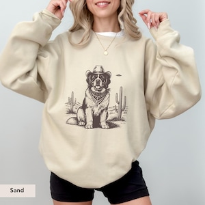 Saint Bernard UFO Sweatshirt, Saint Bernard Sweatshirt, Saint Bernard Lover, Saint Bernard gift, Saint Bernard mom, Dog Cowboy