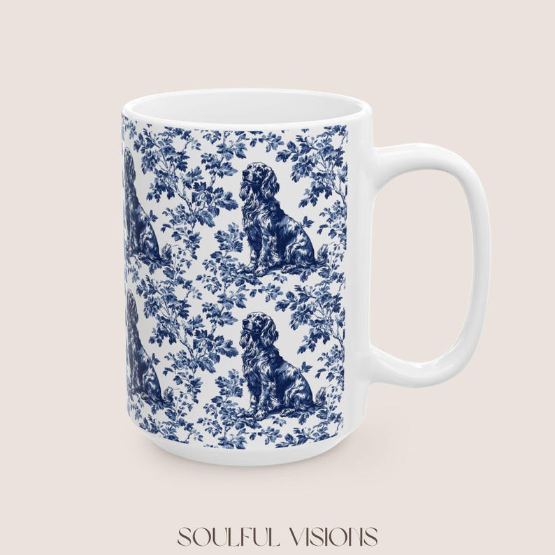 Gordon Setter French Blue Toile de Jouy Mug, Gordon Setter Mug , Gordon Setter, Gordon Setter mom, Gordon Setter lover Gifts image 4