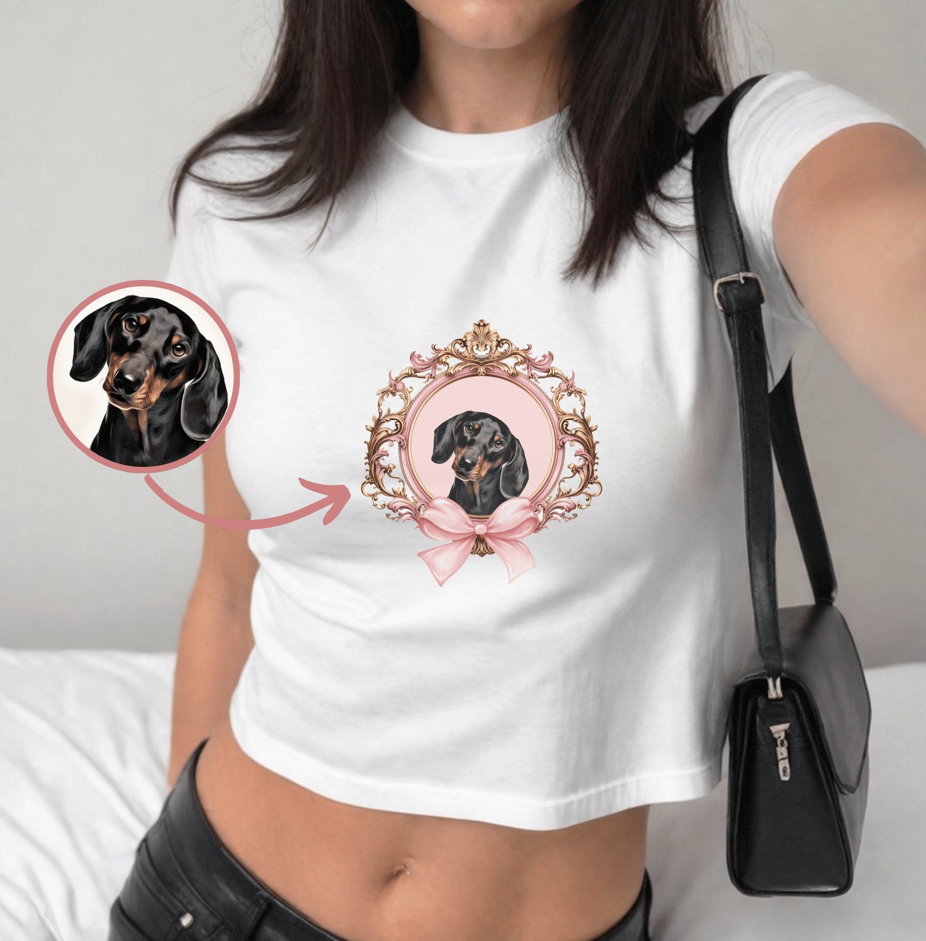 Custom Vintage Pet Photo Shirt, dog coquette shirt, 90s baby tee, y2k, y2k baby tee, y2k baby tee funny, dog baby tee, Custom Dog Shirt