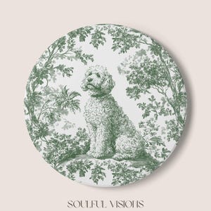 Goldendoodle Ceramic Coaster French Pastel Toile, Goldendoodle French Toile Drink Coaster, Goldendoodle Mom Gift, Dog Lover Coaster