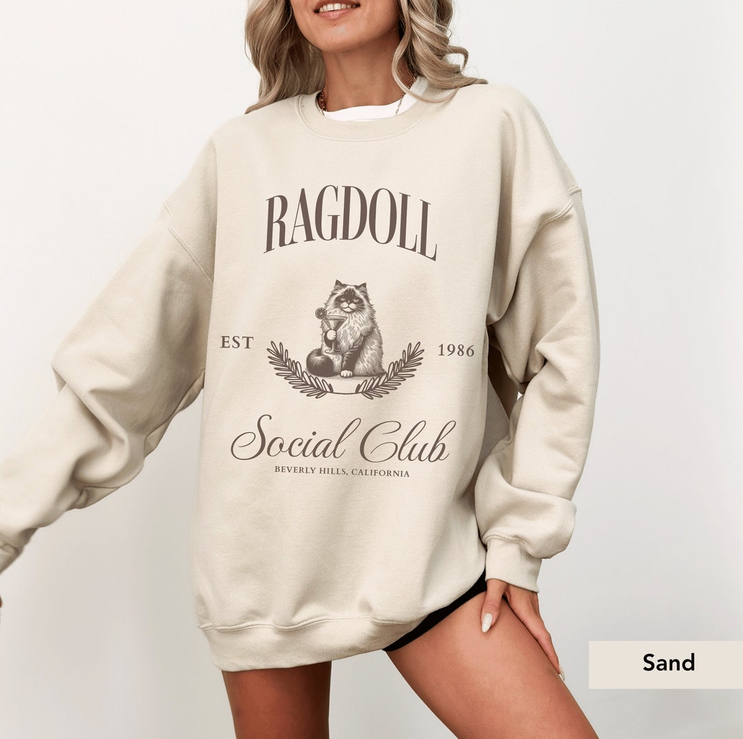 Ragdoll Cat Martini Social Club Sweatshirt, Ragdoll Sweatshirt, Ragdoll ...