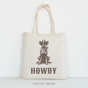 Howdy Doberman Tote Bag, Doberman, Dog Cowboy, Doberman Tote Bag, DobermanGift, Doberman Lover Gift, Doberman Mom