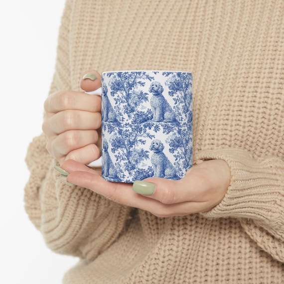 Golden doodle French Blue Toile de Jouy Mug, Golden doodle Mugs, Doodle Gift, Golden doodle gift, Goldendoodle, Doodle mama Gift, Doodle Mom