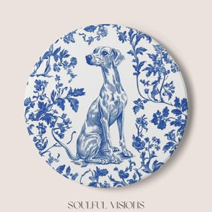 Whippet Ceramic Coaster French Toile, Whippet Drink Coaster, Whippet Mom Gift, Dog Coaster, Whippet Lover Gift