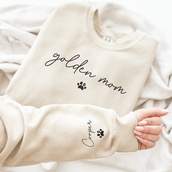Personalized Golden Retriever Mom Sweatshirt, Custom Golden Name Shirt, Golden Mom Sweater, Dog Mom Crewneck, Golden Retriever