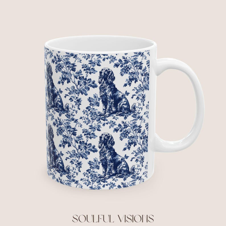 Gordon Setter French Blue Toile de Jouy Mug, Gordon Setter Mug , Gordon Setter, Gordon Setter mom, Gordon Setter lover Gifts image 3