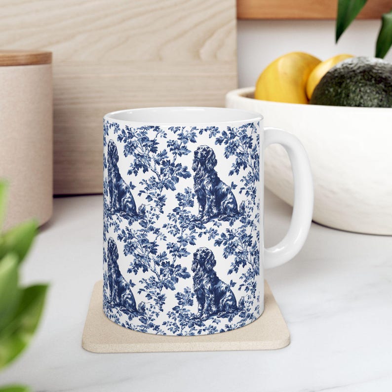 Gordon Setter French Blue Toile de Jouy Mug, Gordon Setter Mug , Gordon Setter, Gordon Setter mom, Gordon Setter lover Gifts image 1