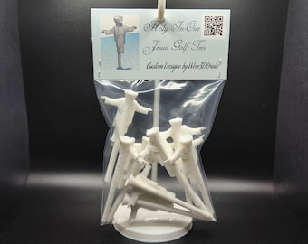 Golf Tees 9er-Pack Heilig-in-1 Jesus Tees 3 1/4 "Weiß Benutzerdefinierte 3D Gedruckt