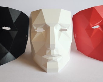 Halloween Mask Original Polygon Man Various Color Options 3D Printed Custom Made Adjustable Head Strap Included