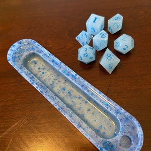 Dice Set with Holder - Sky Blue Glitter