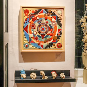 Mandala „Circus“ auf Leinwand - gerahmt - handgemalt in Acryl - Meditativ - Boho Zen Kunst - Wandkunst - Modern Boho Art - Geschenk