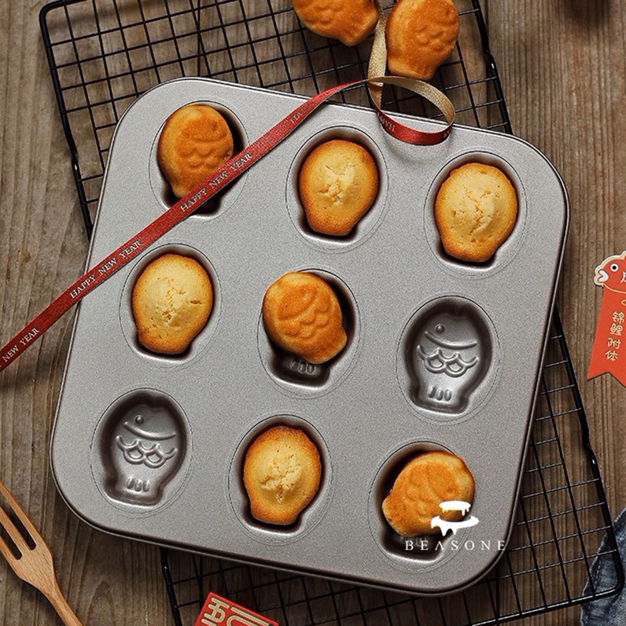  Financier Mold, Home Baking Shop Cafe Cake Baking Carbon Steel  Baking Tray, A Set of Two: Home & Kitchen