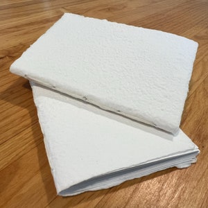Handmade Pocket Size Notebooks - 5x3.5in Hand Bound Notebooks with Cotton Paper Cover and White Paper Pages. Pack of 2, 40 pages each.