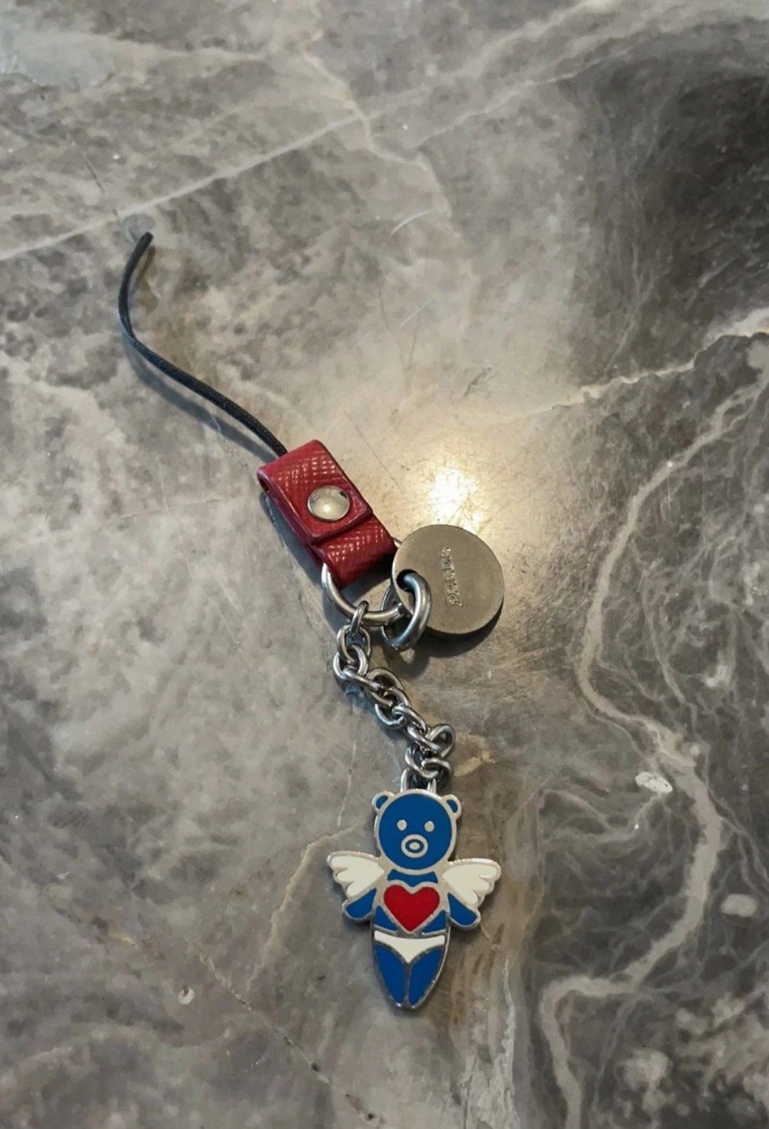 Prada Orange/Blue Fabric Teddy Bear Key and Bag Charm - Yoogi's Closet