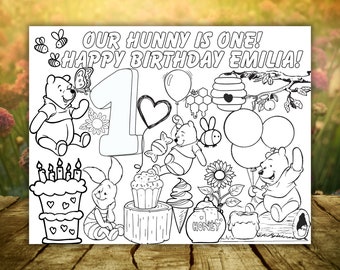 Winnie the Pooh Birthday Party Placemat, Coloring placemat Decoration, Winnie the Pooh Birthday party favor, Winnie the Pooh Birthday Party