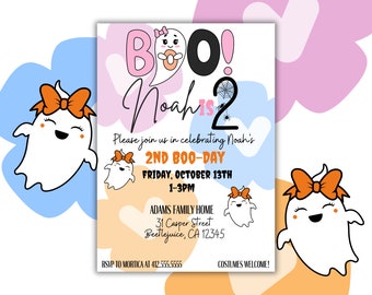 Halloween birthday party invitation, Boo Kids Invitation, Boo-Day Invitation, DIGITAL DOWNLOAD, Halloween Party, Boo! Birthday Party Invite