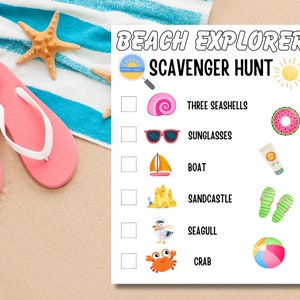 Printable BEACH Scavenger Hunt | Outdoor Scavenger Hunt Game | Editable Game For Kids | Outdoor Activity | Beach Games | Kids Fun Activity