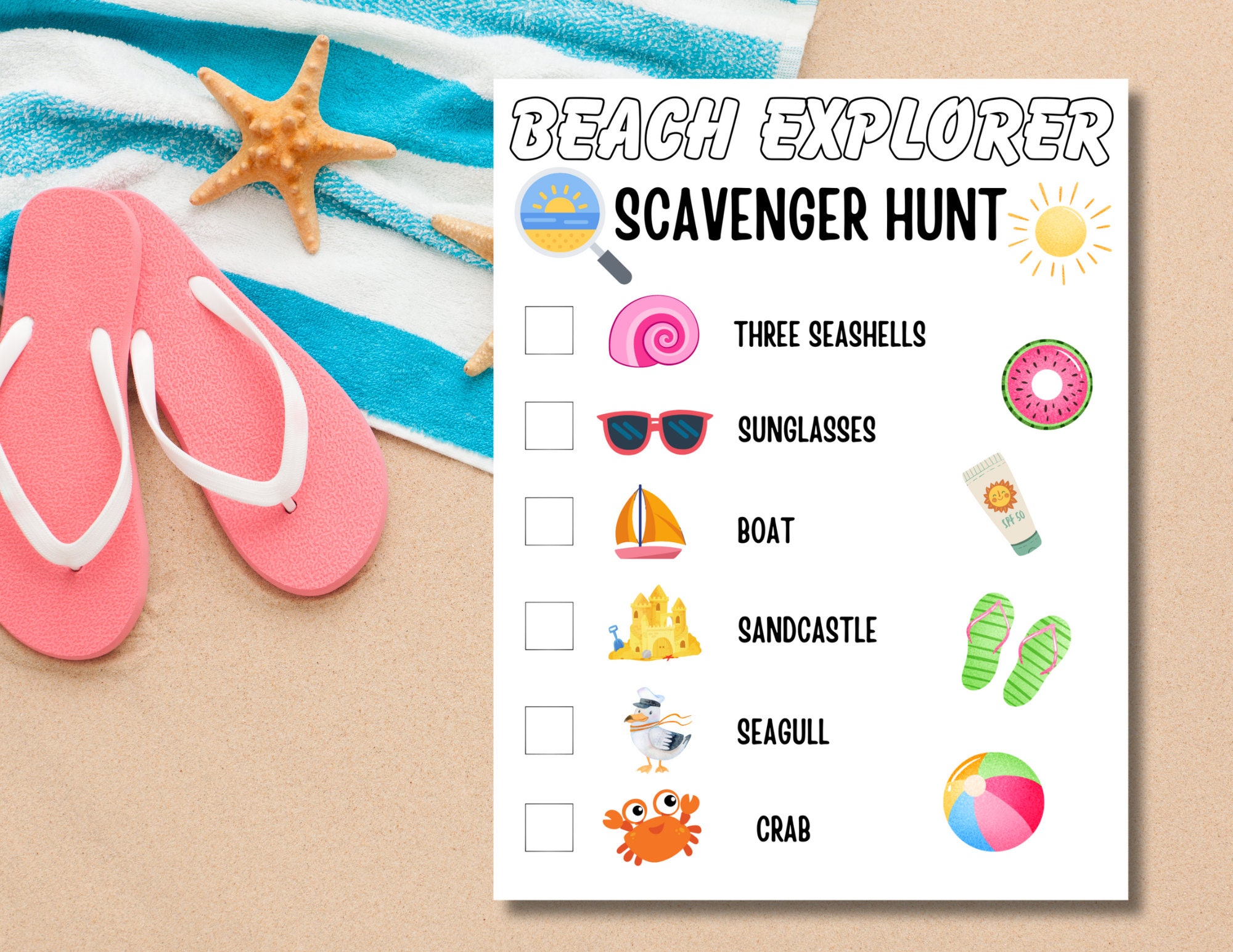 Printable BEACH Scavenger Hunt | Outdoor Scavenger Hunt Game | Editable ...