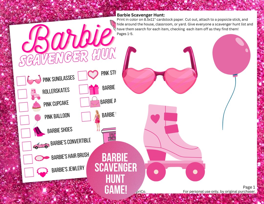 BARBIE Scavenger Hunt GAME DOWNLOAD Barbie Party Game - Etsy