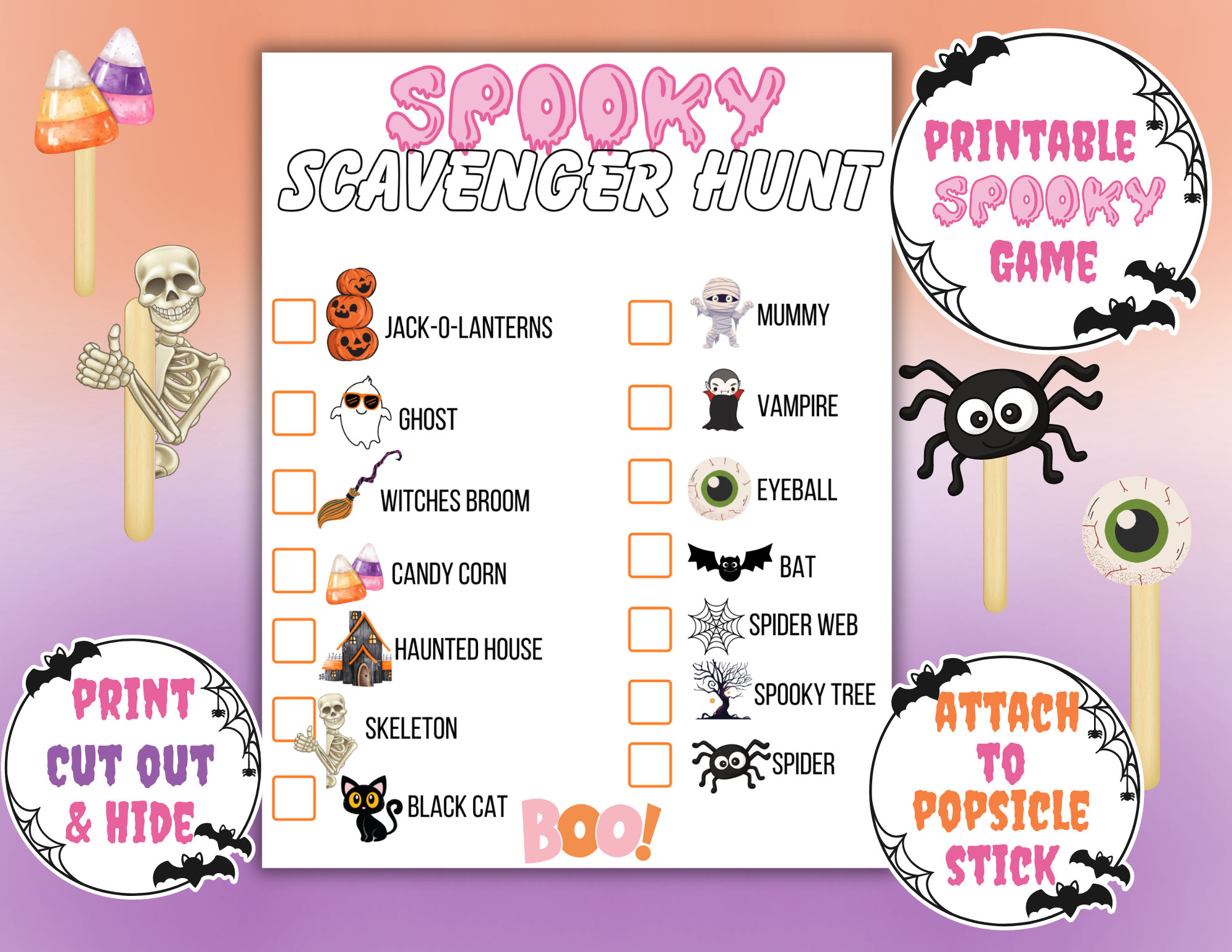 Halloween Scavenger Hunt Game, DOWNLOAD, PRINTABLE, Spooky Scavenger Hunt Game, Halloween Activity, Spooky Game, Halloween Game, Halloween
