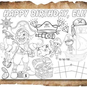 PIRATE Birthday Party Placemat, Birthday Placemat, DOWNLOAD, Personalized Coloring & Game Table Decoration, Birthday party favor, PIRATE mat