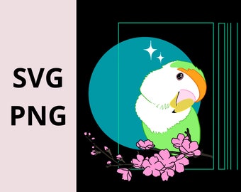 Colorful floral bird portrait design in svg and png
