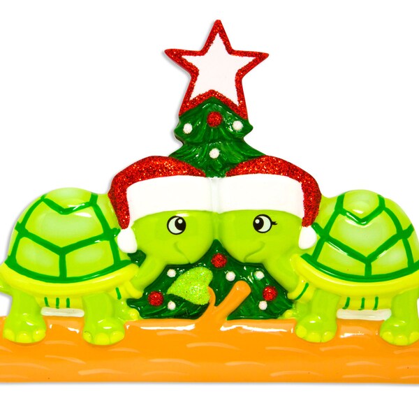 Turtle Family Of 2 Personalized Christmas Ornament