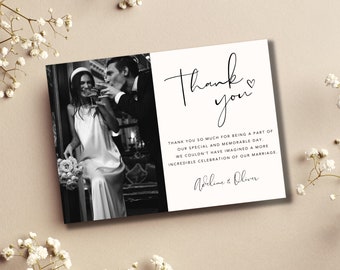 Photo Thank You Card Wedding, Bridesmaid and Jr Bridesmaid Card, Modern Wedding Thank You Card Template