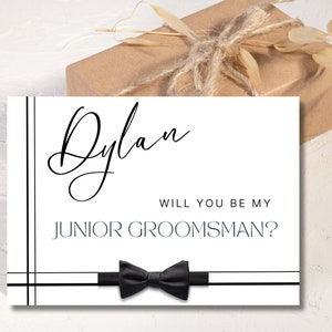 Proposta Jr Groomsman, Carta proposta Groomsmen, Carta proposta Best Man, Idea proposta festa nuziale, personalizzabile, Carta portatore dell'anello
