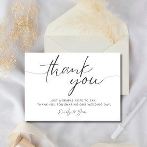 Thank You Card Bridesmaid, Thank You Card Template, Wedding Thank You ...