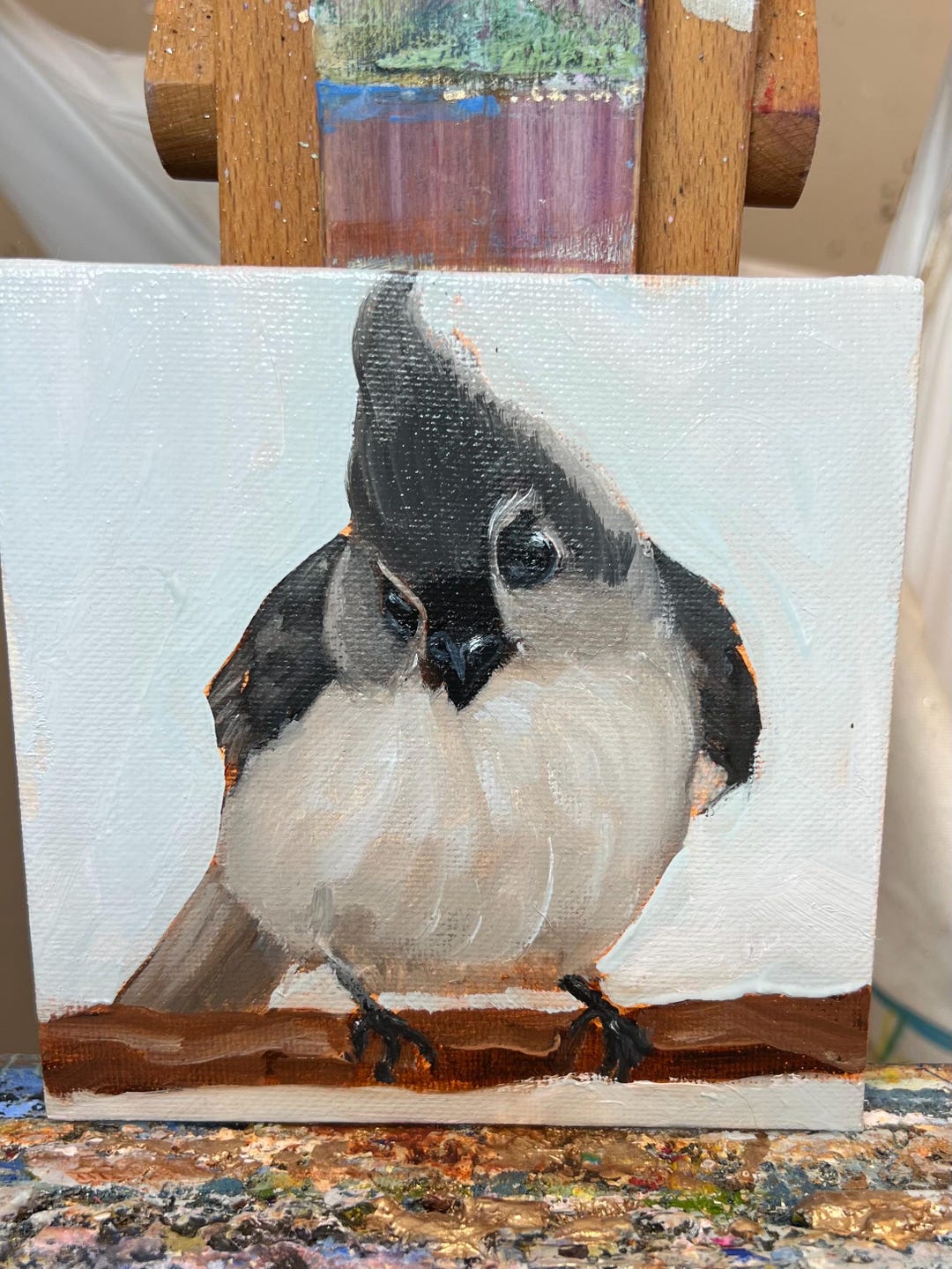 Original Oil Painting of a Cute and Curious Bird - Etsy