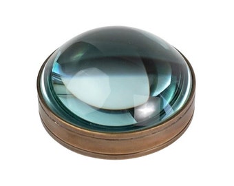 Personalized Brass Magnifying Glass Paperweight: 4x Map Reader Dome