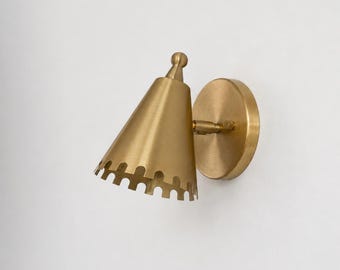 Modern Brass Cone Wall Sconce – Mid Century Handmade Wall Lamp Fixture