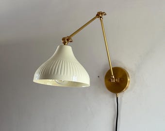 Handmade Brass Swing Arm Wall Sconce: Mid-Century Modern Adjustable Reading Lamp