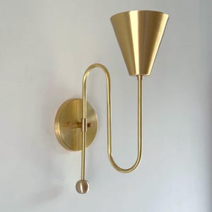 Handmade Solid Brass Wall Sconce: Mid-Century Modern Cone Lamp