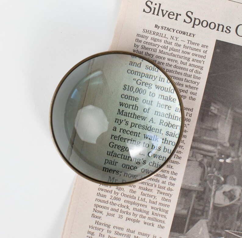 Brass Paperweight Magnifier Glass Map Reader Magnifying Glass Dome