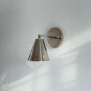 Adjustable Brass Cone Wall Sconce: Mid-Century Sconce