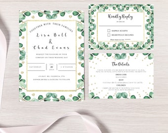 Modern editable wedding invitation Set template,wedding printable Bundle,printable Wedding Stationary, instant download,templett